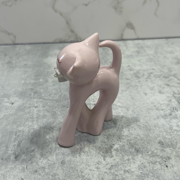 Vintage 1950’s Pink Porcelain Thames Spaghetti Cat w tag kitten gold Japan - Picture 4 of 14